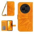 For TCL 60 SE / 605 Skin Feel Sun Flower Embossed Flip Leather Phone Case with Lanyard(Yellow) - 1
