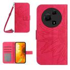 For TCL 60 SE / 605 Skin Feel Sun Flower Embossed Flip Leather Phone Case with Lanyard(Rose Red) - 1