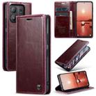 For Xiaomi Redmi Note 13 Pro 5G CaseMe 003 Crazy Horse Texture Flip Leather Phone Case(Mulberry Red) - 1