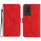 For TCL 505 Stitching Embossed Leather Phone Case(Red) - 1