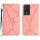 For TCL 505 Stitching Embossed Leather Phone Case(Pink) - 1