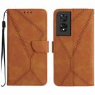 For TCL 505 Stitching Embossed Leather Phone Case(Brown) - 1