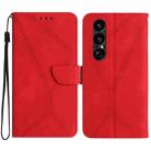 For Sony Xperia 1 VII Stitching Embossed Leather Phone Case(Red) - 1