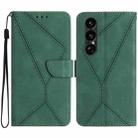 For Sony Xperia 1 VII Stitching Embossed Leather Phone Case(Green) - 1