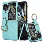For OPPO Find N3 Flip V-shaped PU Hybrid TPU Ring Holder Phone Case(Green) - 1