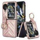For OPPO Find N3 Flip V-shaped PU Hybrid TPU Ring Holder Phone Case(Rose Gold) - 1