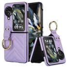 For OPPO Find N3 Flip V-shaped PU Hybrid TPU Ring Holder Phone Case(Purple) - 1