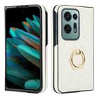 For OPPO Find N2 V-shaped PU Hybrid TPU Ring Holder Phone Case(White) - 1