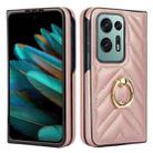 For OPPO Find N2 V-shaped PU Hybrid TPU Ring Holder Phone Case(Rose Gold) - 1