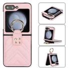 For Samsung Galaxy Z Flip5 V-shaped PU Hybrid TPU Ring Holder Phone Case(Pink) - 1