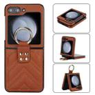 For Samsung Galaxy Z Flip5 V-shaped PU Hybrid TPU Ring Holder Phone Case(Brown) - 1