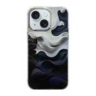 For iPhone 15 Cooling Flash Feather TPU + PC Phone Case(Wave Ink) - 1