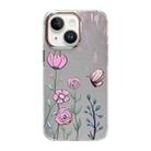 For iPhone 13 Cooling Flash Feather TPU + PC Phone Case(Butterfly Flowers) - 1