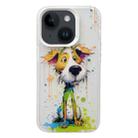 For iPhone 15 Plus Painted Color Ink Animals TPU Phone Case(Graffiti Dog) - 1