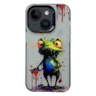 For iPhone 15 Painted Color Ink Animals TPU Phone Case(Graffiti Frog) - 1