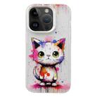 For iPhone 14 Pro Painted Color Ink Animals TPU Phone Case(Graffiti Cat) - 1
