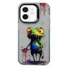 For iPhone 12 Painted Color Ink Animals TPU Phone Case(Graffiti Frog) - 1