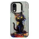 For iPhone XR Painted Color Ink Animals TPU Phone Case(Black Cat) - 1