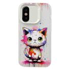 For iPhone XS Max Painted Color Ink Animals TPU Phone Case(Graffiti Cat) - 1