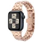 For Apple Watch SE 2023 44mm Double T Stainless Steel Watch Band(Rose Gold) - 1