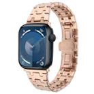 For Apple Watch Series 9 45mm Double T Stainless Steel Watch Band(Rose Gold) - 1