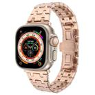 For Apple Watch Ultra 49mm Double T Stainless Steel Watch Band(Rose Gold) - 1