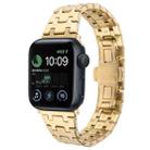 For Apple Watch SE 2022 44mm Double T Stainless Steel Watch Band(Gold) - 1