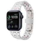 For Apple Watch SE 2022 44mm Double T Stainless Steel Watch Band(Starlight) - 1