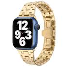 For Apple Watch Series 7 41mm Double T Stainless Steel Watch Band(Gold) - 1