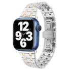 For Apple Watch Series 7 41mm Double T Stainless Steel Watch Band(Silver Gold) - 1