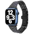 For Apple Watch Series 7 45mm Double T Stainless Steel Watch Band(Black) - 1