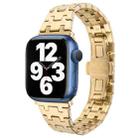 For Apple Watch Series 7 45mm Double T Stainless Steel Watch Band(Gold) - 1