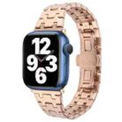 For Apple Watch Series 7 45mm Double T Stainless Steel Watch Band(Rose Gold) - 1