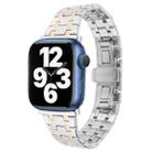 For Apple Watch Series 7 45mm Double T Stainless Steel Watch Band(Silver Gold) - 1