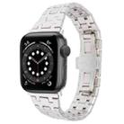 For Apple Watch Series 6 44mm Double T Stainless Steel Watch Band(Starlight) - 1