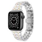 For Apple Watch Series 6 44mm Double T Stainless Steel Watch Band(Silver Gold) - 1