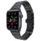 For Apple Watch Series 5 44mm Double T Stainless Steel Watch Band(Black) - 1