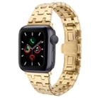 For Apple Watch Series 5 44mm Double T Stainless Steel Watch Band(Gold) - 1