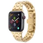 For Apple Watch Series 4 44mm Double T Stainless Steel Watch Band(Gold) - 1