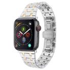 For Apple Watch Series 4 40mm Double T Stainless Steel Watch Band(Silver Gold) - 1