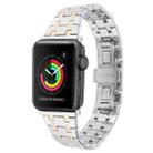 For Apple Watch Series 3 38mm Double T Stainless Steel Watch Band(Silver Gold) - 1