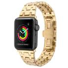 For Apple Watch Series 3 42mm Double T Stainless Steel Watch Band(Gold) - 1