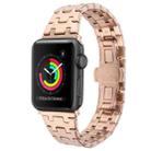 For Apple Watch Series 3 42mm Double T Stainless Steel Watch Band(Rose Gold) - 1