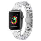 For Apple Watch Series 3 42mm Double T Stainless Steel Watch Band(Silver) - 1