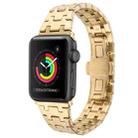 For Apple Watch 42mm Double T Stainless Steel Watch Band(Gold) - 1
