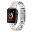 For Apple Watch 42mm Double T Stainless Steel Watch Band(Silver Gold) - 1