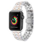 For Apple Watch 38mm Double T Stainless Steel Watch Band(Silver Rose Gold) - 1