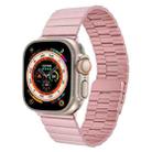 For Apple Watch Ultra 49mm Bamboo Stainless Steel Magnetic Watch Band(Pink) - 1