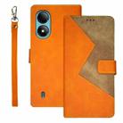 For ZTE Blade A33S idewei Two-color Splicing Leather Phone Case(Orange) - 1