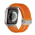 For Apple Watch SE 2023 44mm Vertical Texture Titanium Buckle Elastic Silicone Watch Band(Orange) - 2